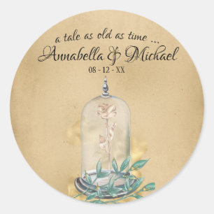 Adesivo Redondo Beleza e Rosa de conto de fadas da Besta