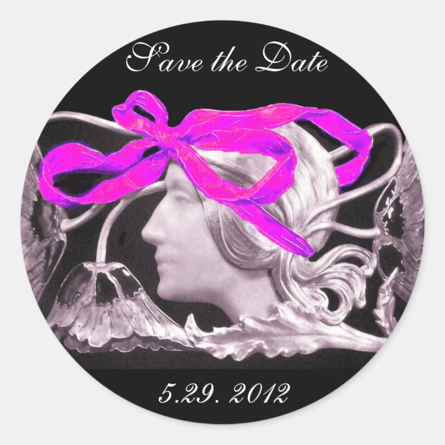 ADESIVO REDONDO BELEZA ELEGANTE/MALA COM ARCO DE PINCO E FLORES (Frente)