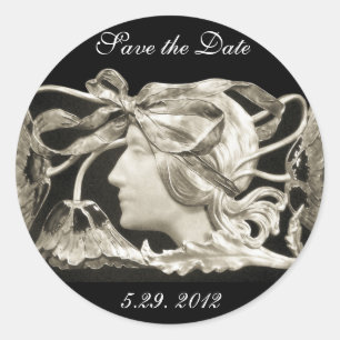 ADESIVO REDONDO BELEZA ELEGANTE / SENHORA COM ARCO E FLORES