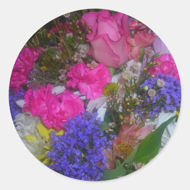 Adesivo Redondo beleza rosa e roxa (Frente)
