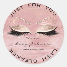 Adesivo Redondo Beleza Salon Glitter Cor de Rosa Manteiga Lashes C