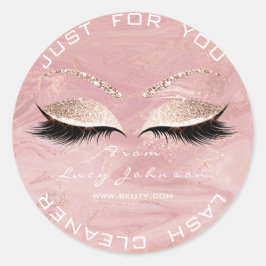 Adesivo Redondo Beleza Salon Glitter Cor de Rosa Manteiga Lashes C