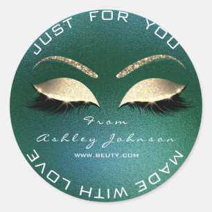 Adesivo Redondo Beleza Salon Glitter Deep Green Obrigado