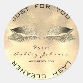 Adesivo Redondo Beleza Salon Glitter Dourada Lash Cleaner Metal Fa