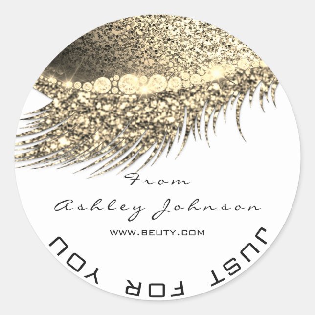 Adesivo Redondo Beleza Salon Glitter Dourado Lash Cleaner Metal Br (Frente)