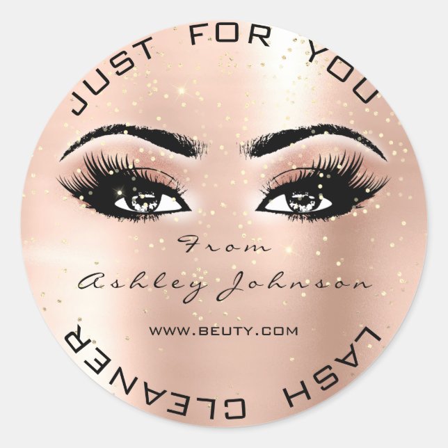 Adesivo Redondo Beleza Salon Glitter Olhos Dourados Lash Cleaner (Frente)