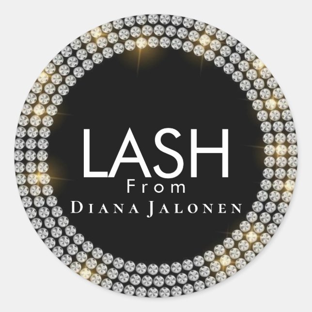 Adesivo Redondo Beleza Salon Lash Metal Silver Rosa Lash (Frente)