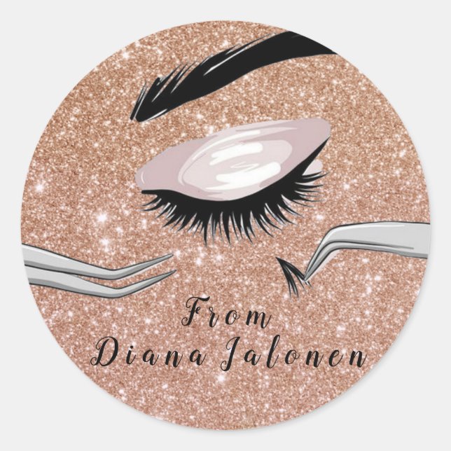 Adesivo Redondo Beleza Salon Lash Metal Silver Rosa Lash (Frente)