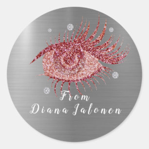 Adesivo Redondo Beleza Salon Lash Metal Silver Rosa Lash