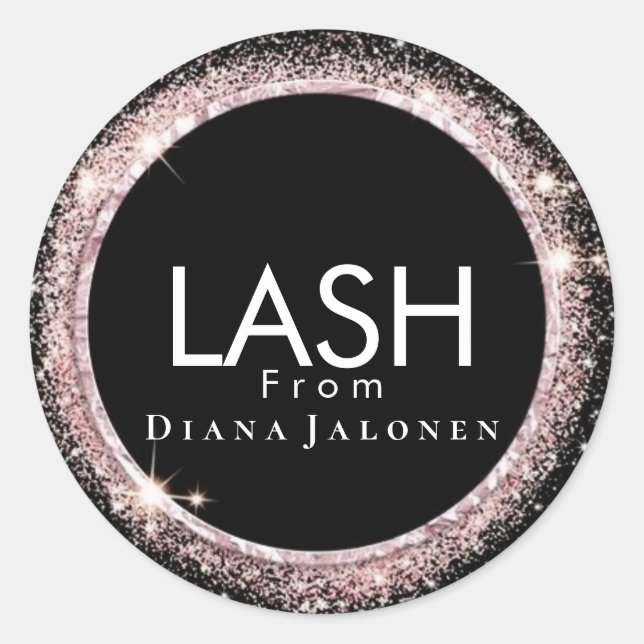 Adesivo Redondo Beleza Salon Lash Metal Silver Rosa Lash (Frente)