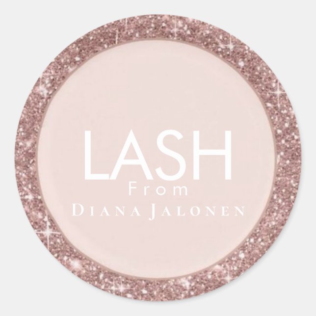 Adesivo Redondo Beleza Salon Lash Metal Silver Rosa Lash (Frente)