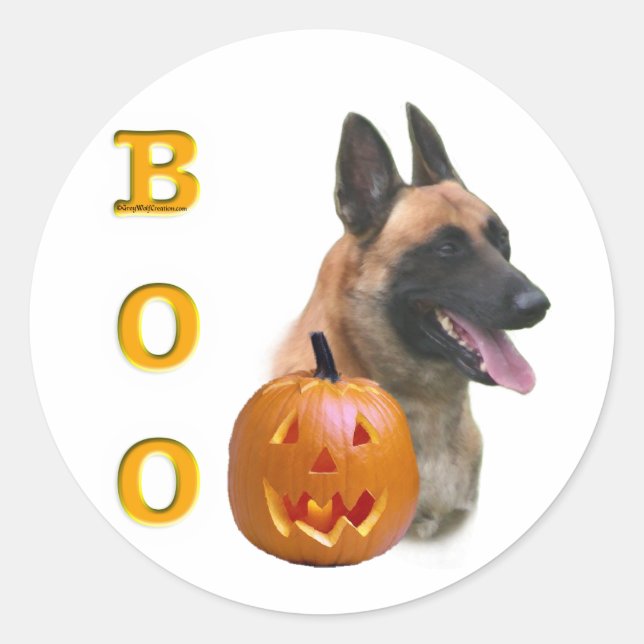 Adesivo Redondo Belga Malinois Boo (Frente)