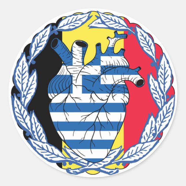 Adesivo Redondo Bélgica Bélgica Bélgica Grécia Independência Gréci (Frente)