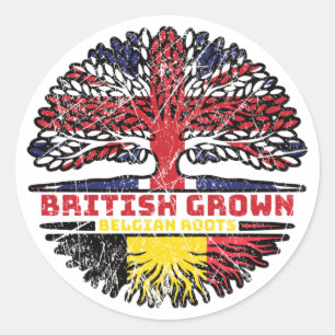 Adesivo Redondo Bélgica Bélgica Bélgica Reino Unido British Tree