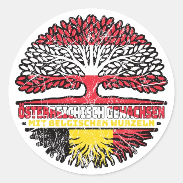 Adesivo Redondo Belgisch Österreichisch Österreich Baum (Frente)
