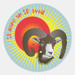 Adesivo Redondo Bélier 21 mars 20 Autocollants au avril