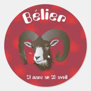 Adesivo Redondo Bélier 21 mars 20 Autocollants au avril