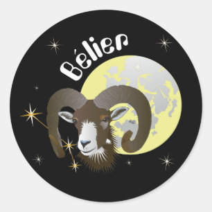 Adesivo Redondo Bélier 21 mars 20 Autocollants au avril