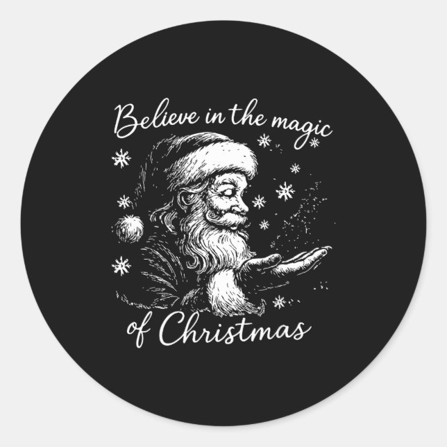 Adesivo Redondo Believe In The Magic Of Christmas, Funny Christmas (Frente)