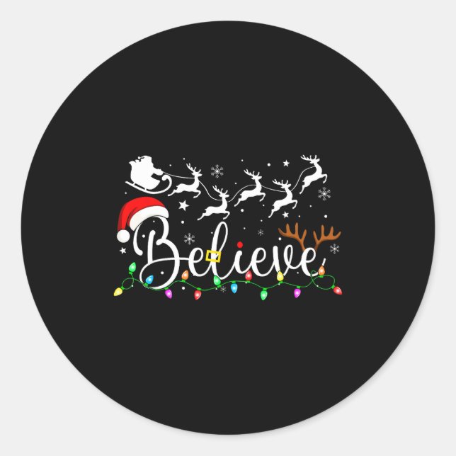 Adesivo Redondo Believe Santa Claus Believe Christmas Matching Paj (Frente)