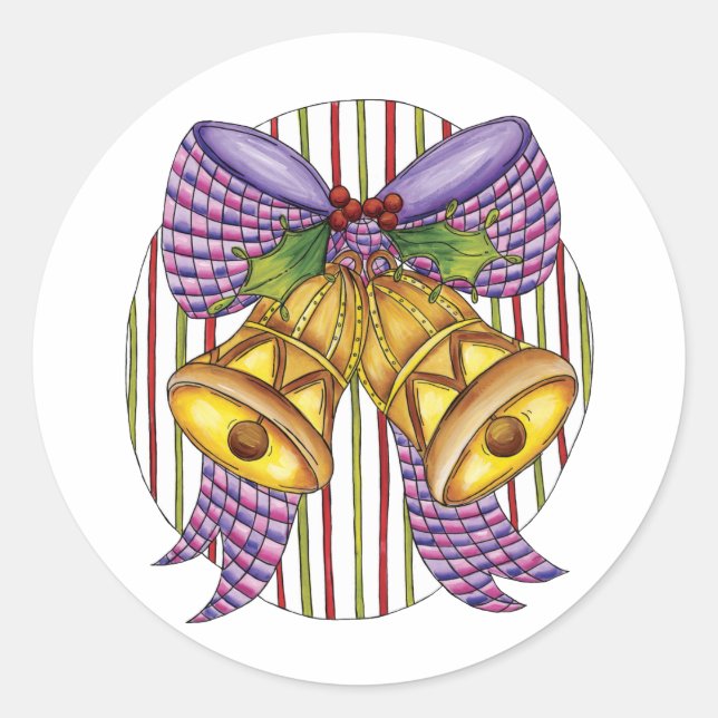 Adesivo Redondo Belinhos bonitos de natal com fita e Arco (Frente)