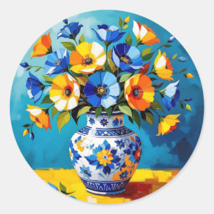 Adesivo Redondo Belíssimo Vaso de Flores