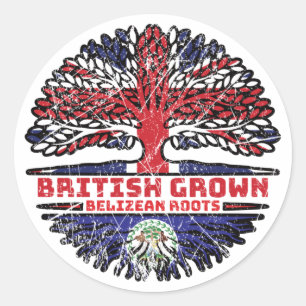 Adesivo Redondo Belize Belizean Uk (Reino Unido) - Árvore britânic
