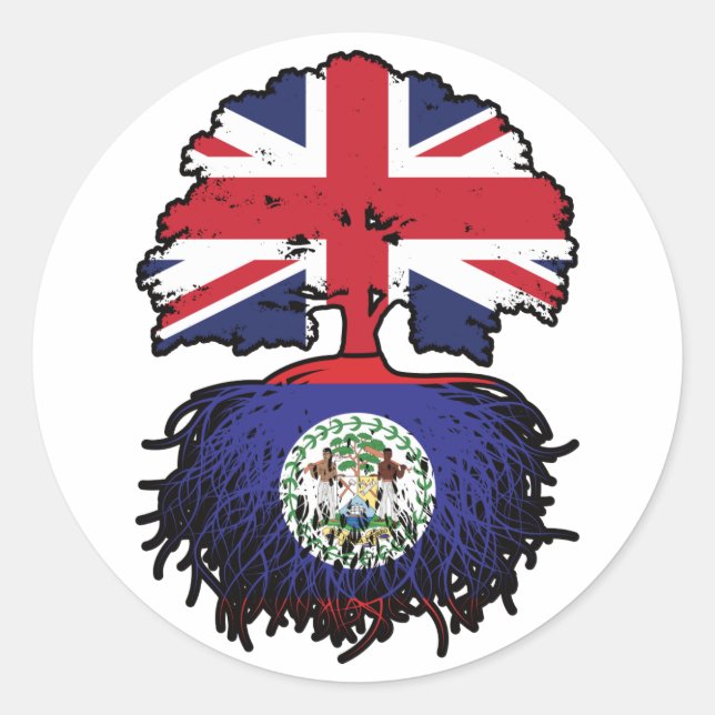 Adesivo Redondo Belize Belizian British Tree Roots Flag (Frente)