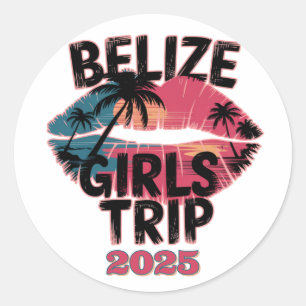 Adesivo Redondo Belize Girls Trip Adventure Tropical