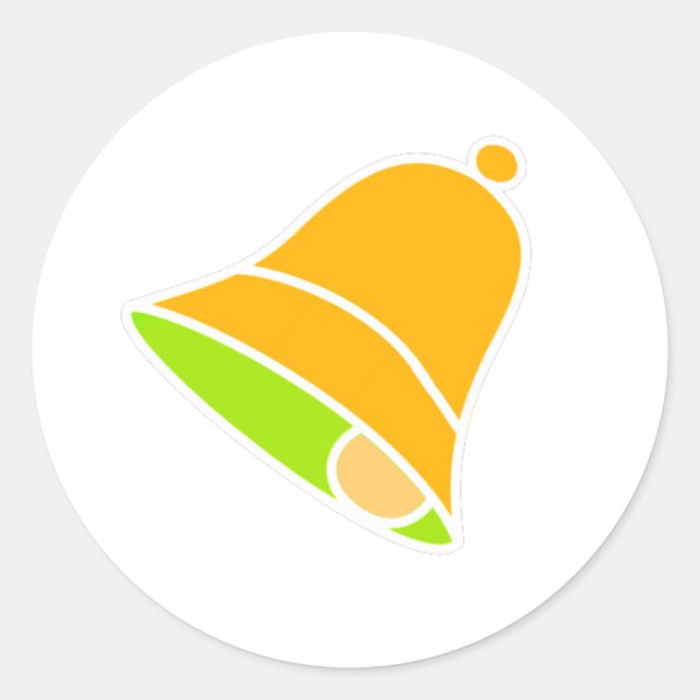 Adesivo Redondo Bell Dourado Esquerda Inv 45 graus O MUSEUM Zazzle (Frente)