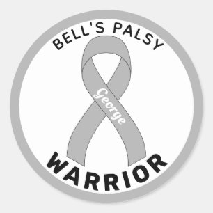 Adesivo Redondo Bell Palsy Warrior Ribbon White Round Sticker