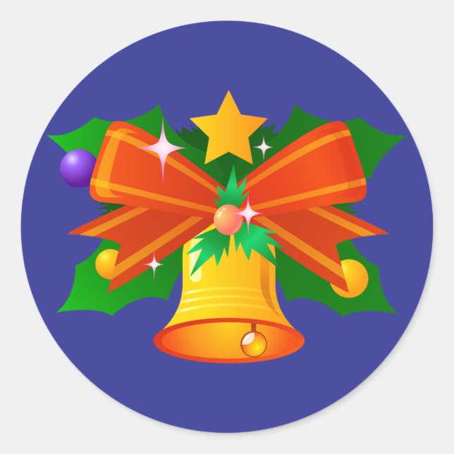 Adesivo Redondo Bell Sticker Christmas com Holly e Arco (Frente)