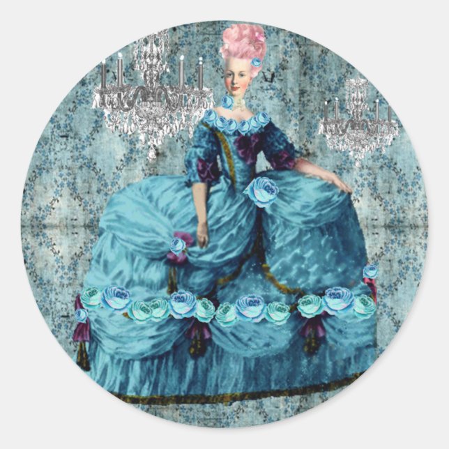 Adesivo Redondo Bella Blue Marie Antoinette Sticker Seal (Frente)