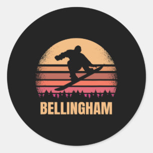 Adesivo Redondo Bellingham Washington Snowboard Snow Boarder Re