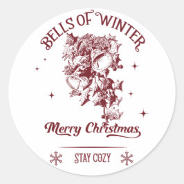 Adesivo Redondo Bells of Winter Vintage Christmas