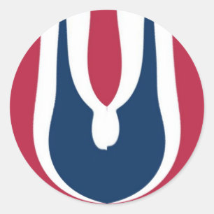 Adesivo Redondo Belo Abstrato de cor vermelho, branco, azul de tex