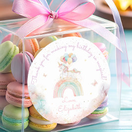 Adesivo Redondo Belo Aniversário do Unicórn Rainbow