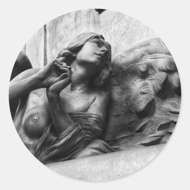 Adesivo Redondo Belo anjo olhando para o céu (Frente)