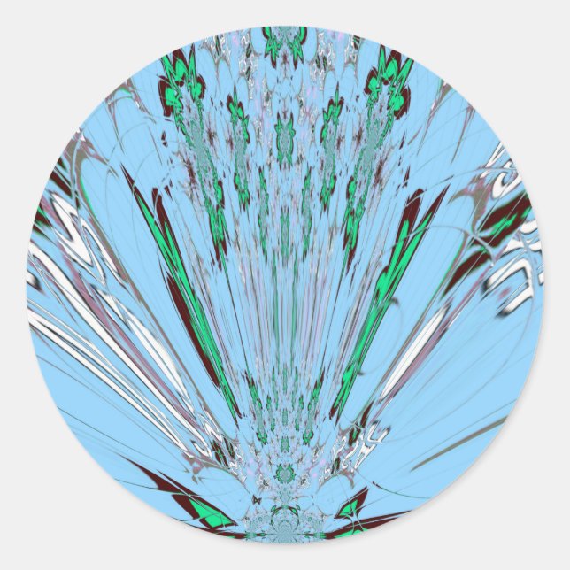 Adesivo Redondo Belo Aqua Azul Azul Incrível Arte Floral (Frente)