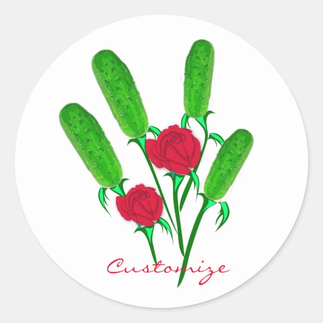 Adesivo Redondo Belo Buquê de picles com Rosas Thunder_Cove (Frente)