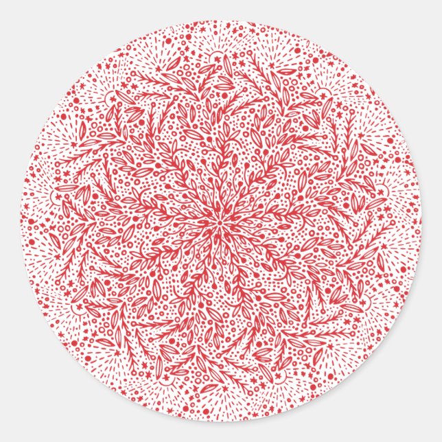 Adesivo Redondo Belo Carimbo de Natal da Estrela Vermelha (Frente)