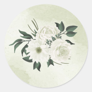 Adesivo Redondo belo casamento floral verde branco