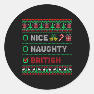 Adesivo Redondo Belo Checklist para o Natal britânico