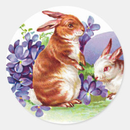 Adesivo Redondo Belo Coelhinho da Páscoa - Coelhinhos e Violetas