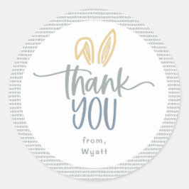 Adesivo Redondo Belo Coelhinho Ouvidos Obrigado Clássico Vinheta R