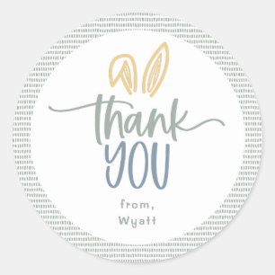 Adesivo Redondo Belo Coelhinho Ouvidos Obrigado Clássico Vinheta R