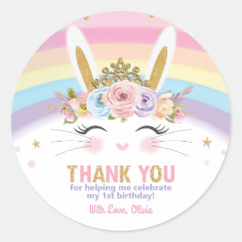 Adesivo Redondo Belo Coelho Coelho Aniversário Obrigado