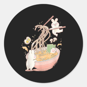Adesivo Redondo Belo Coelho Ramen Noodle Anime Kawaii Ae