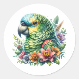 Adesivo Redondo Belo Colorir Aquarela Amazônia