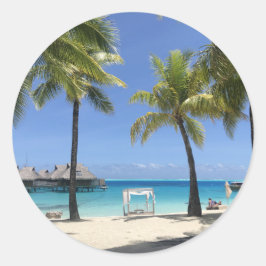Adesivo Redondo Belo Destino de Praia Tropical